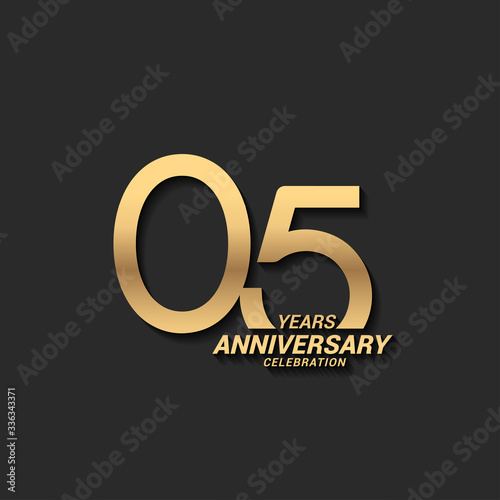 5 years anniversary celebration logotype with elegant modern number gold color for celebration