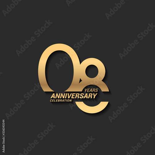 8 years anniversary celebration logotype with elegant modern number gold color for celebration