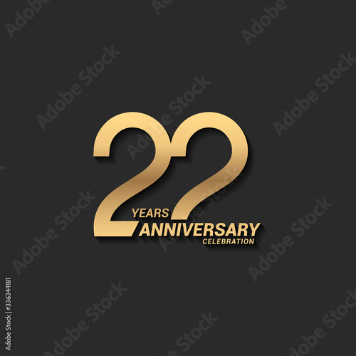 22 years anniversary celebration logotype with elegant modern number gold color for celebration photo