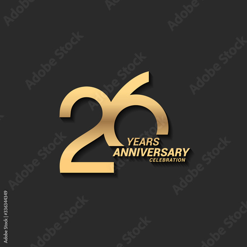 26 years anniversary celebration logotype with elegant modern number gold color for celebration