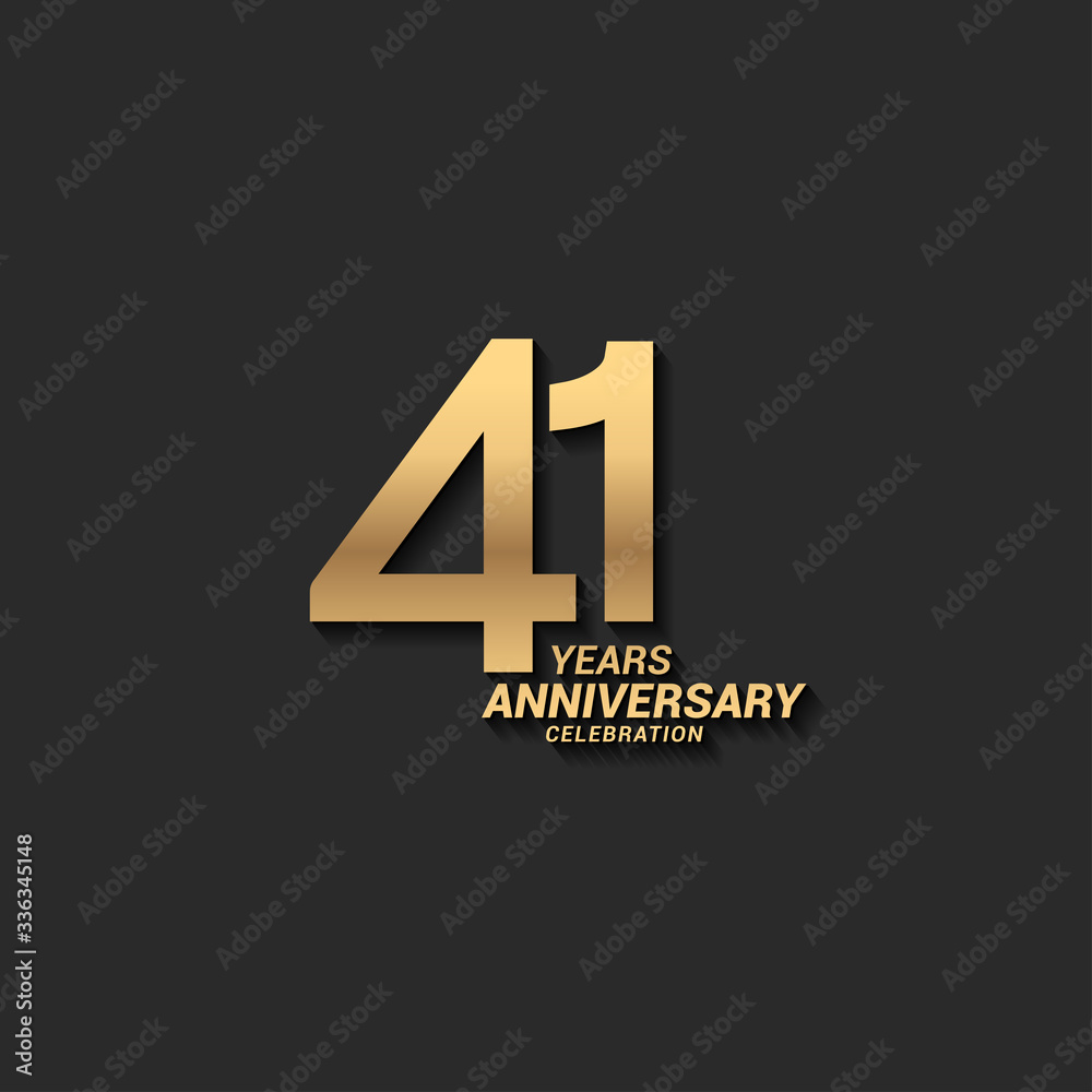 41 years anniversary celebration logotype with elegant modern number gold color for celebration - obrazy, fototapety, plakaty 