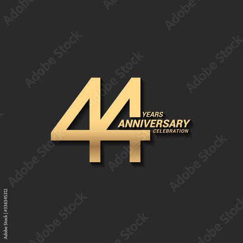 44 years anniversary celebration logotype with elegant modern number gold color for celebration photo