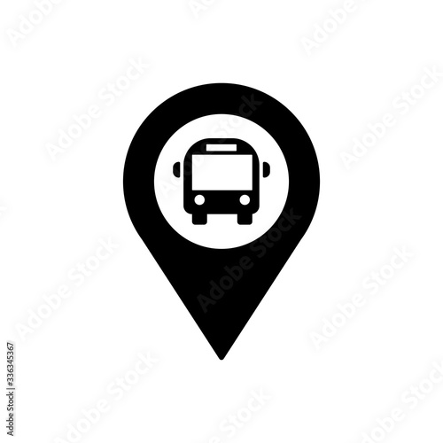 Bus geo tag outline icon. Symbol, logo illustration for mobile concept and web design.