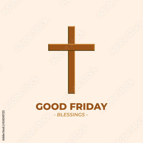 Illustration Vector of Cross Symbol of Christian & Jesus Christ. Good Friday. Indonesian Translation : Jumat Agung. Suitable for Greeting Card, Poster & Banner.
