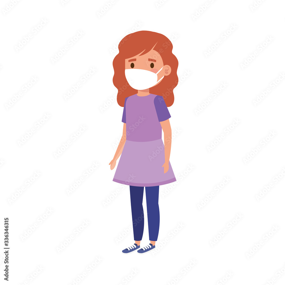 cute girl with face mask isolated icon vector illustration design cute girl with face mask isolated icon vector illustration design