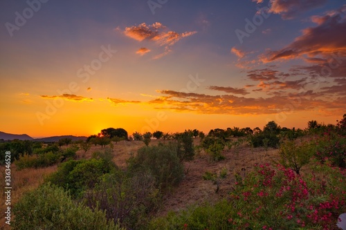Sunrise in the countryside of Pula Sardinia Italy