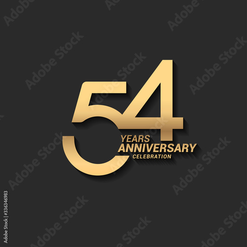 54 years anniversary celebration logotype with elegant modern number gold color for celebration photo
