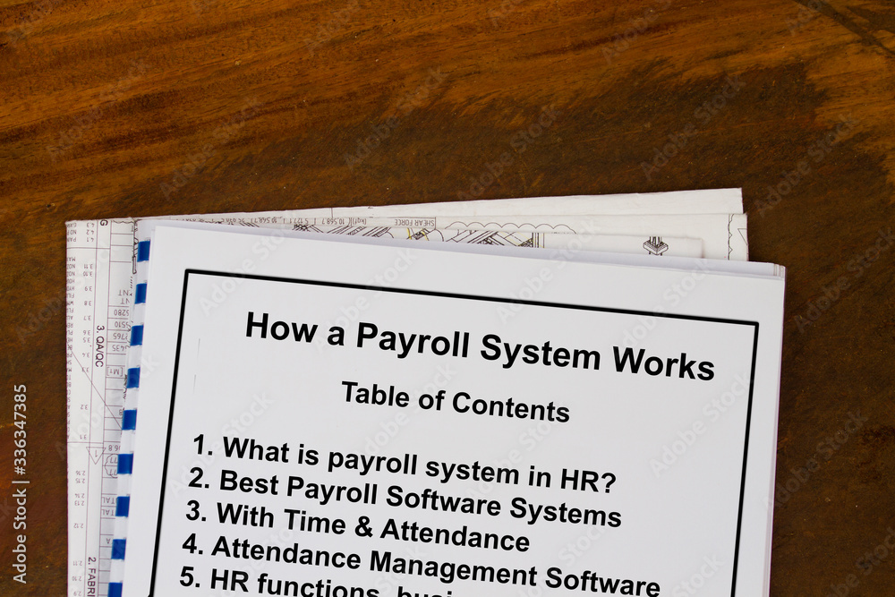Naklejka premium Payroll system with table of contents