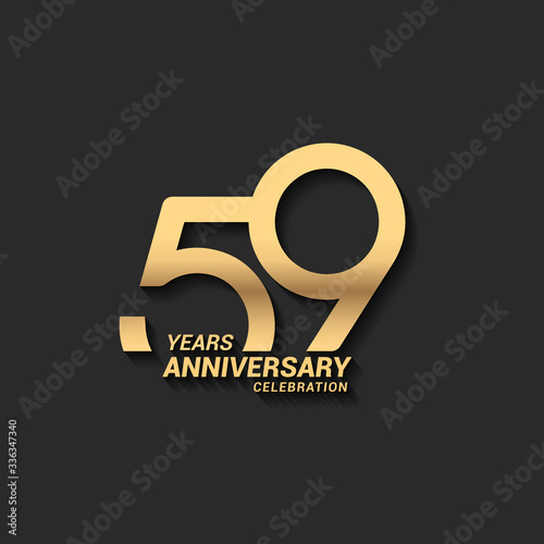 59 years anniversary celebration logotype with elegant modern number gold color for celebration photo