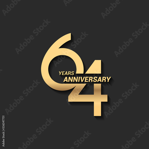 64 years anniversary celebration logotype with elegant modern number gold color for celebration photo