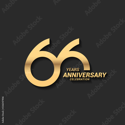 66 years anniversary celebration logotype with elegant modern number gold color for celebration photo