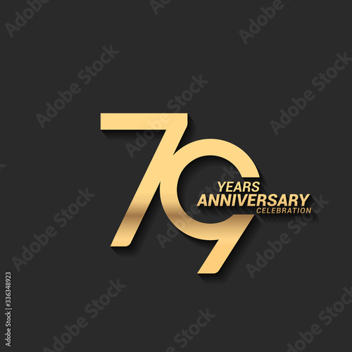 79 years anniversary celebration logotype with elegant modern number gold color for celebration photo