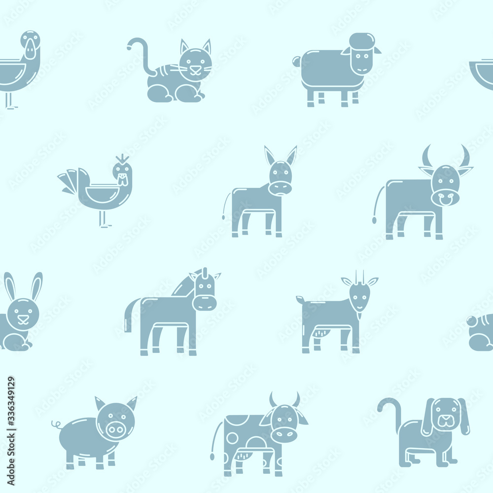 Domestic animal - Vector background (seamless pattern) of silhouettes pets for graphic design