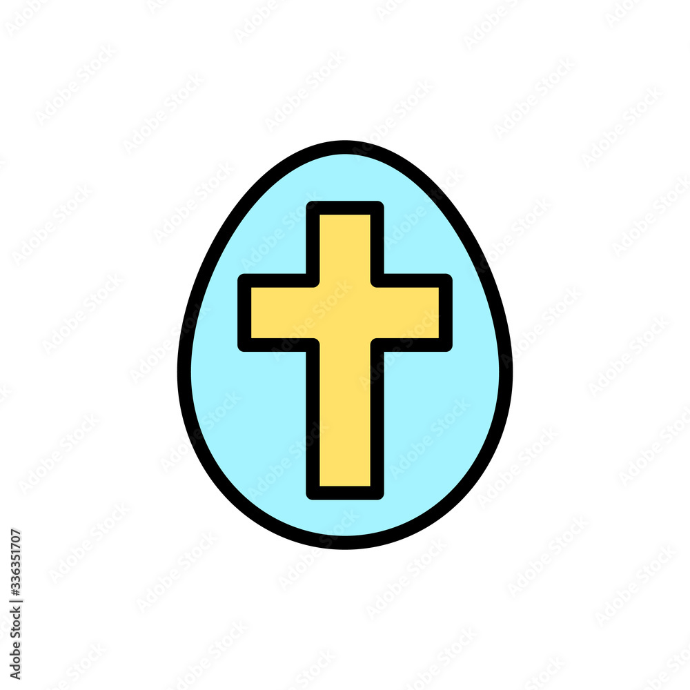 Fototapeta premium Egg Easter outline color icon. Simple outline color vector elements of religious holiday for ui and ux, website or mobile application