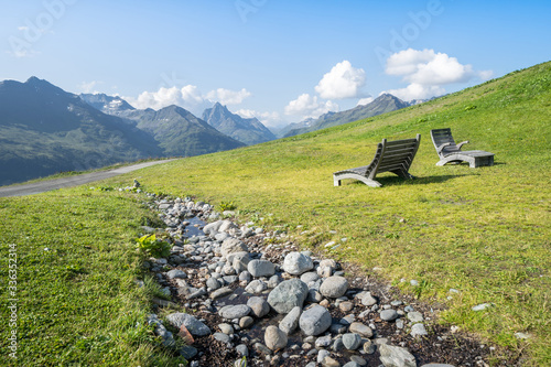 Idyllic summer landscape in the Alps photo