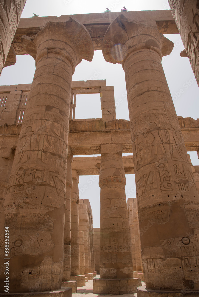 Karnak Temple, located on the eastern bank of the Nile River, opposite Luxor, the area of ancient Thebes, which housed the most important religious complex in Ancient Egypt, Africa. Karnak Temple, located on the eastern bank of the Nile River, opposite Luxor, the area of ancient Thebes, which housed the most important religious complex in Ancient Egypt, Africa.