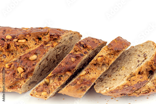 Flax Seed Bread on White Background