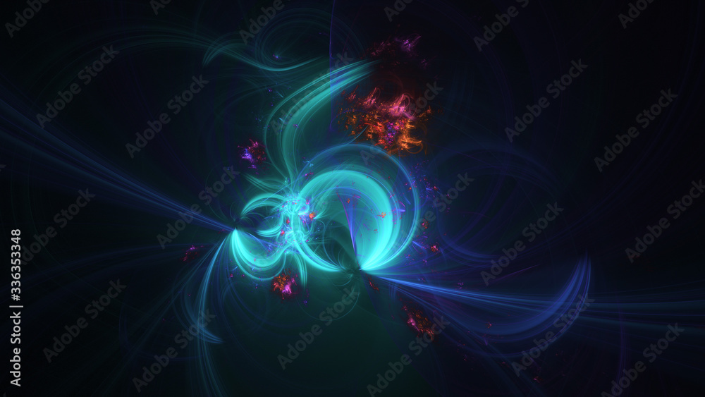 Abstract colorful blue and red glowing shapes. Fantasy light background. Digital fractal art. 3d rendering. Abstract colorful blue and red glowing shapes. Fantasy light background. Digital fractal art. 3d rendering.
