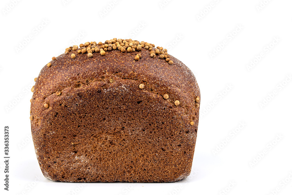 Bread With Coriander Seeds on White Background Bread With Coriander Seeds on White Background