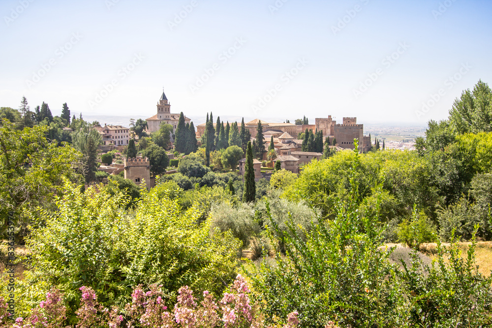 Viewpoint  to Granada city in Palacio de Generalife, Spain