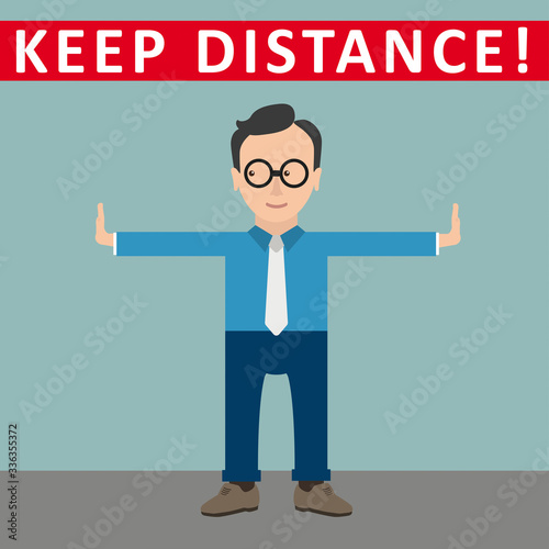 Man Cartoon Keep Distance