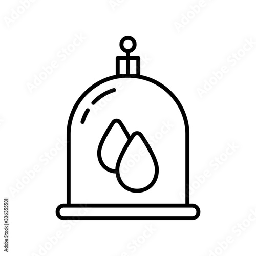 Vacuum bloodletting. Line art icon of Hijama therapy, wet cupping. Dirty blood suction cup. Black simple illustration of Islamic treatment. Contour isolated vector emblem on white background
