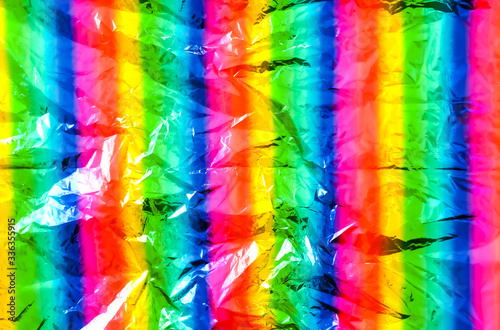 Rainbow metallic foil.