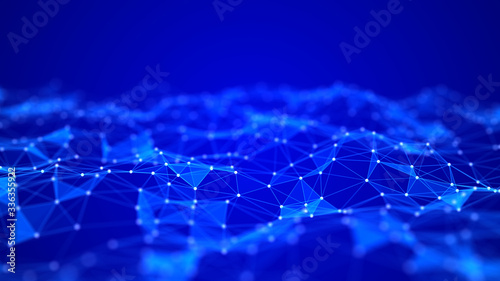 Blue digital background. Network connection structure on blue background. 3D rendering.