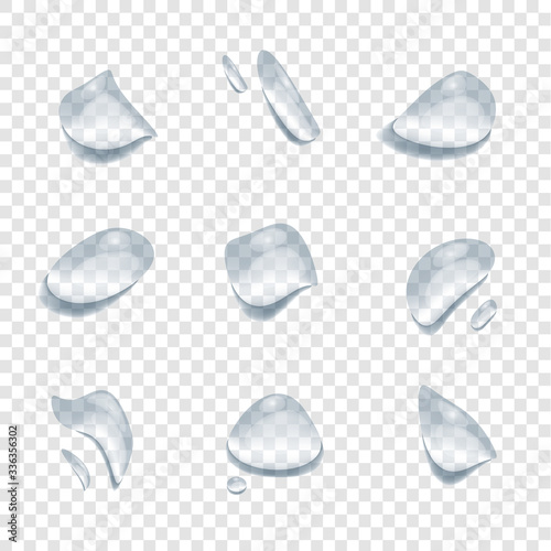 realistic water drop vectors isolated on transparency background, clear drop splash and rainy crystal illustration ep26