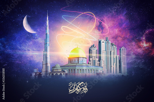 Photography ramadan kareem concept Dubai burj khalifa