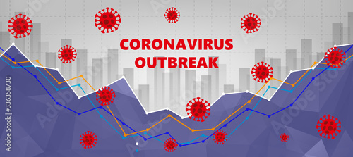 Novel coronavirus disease COVID-19 with text coronavirus outbreak on correction market background. concept of black swan event in World trade market and economy