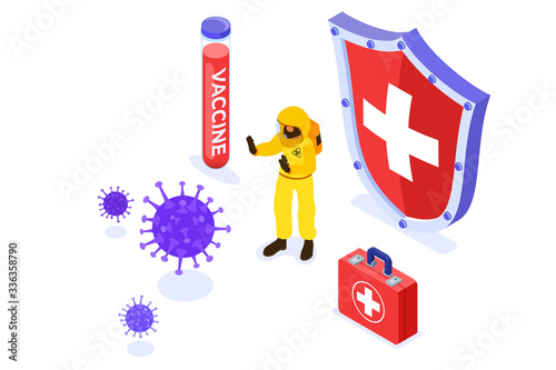Doctors in protective coverall stop coronavirus