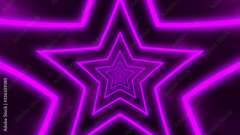 Abstract digital background with neon purple stars forming tunnel. CG animation 3d rendering. Seamless loop. Abstract digital background with neon purple stars forming tunnel. CG animation 3d rendering. Seamless loop.