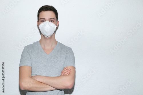 Young man in medical mask
