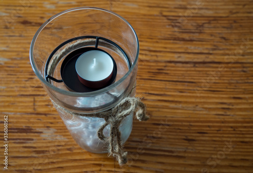 candle holder on a wooden table