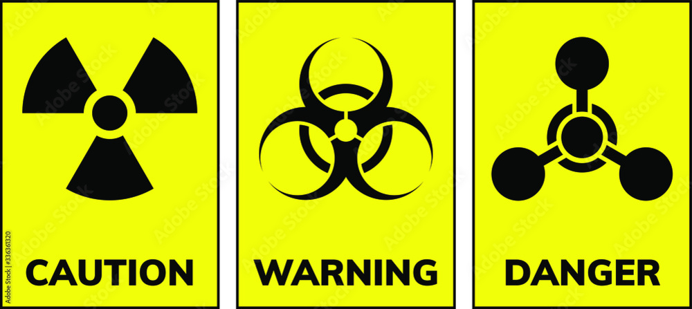 Φωτογραφία Warning posters about the dangers of radiation, biological contamination and chemical weapons