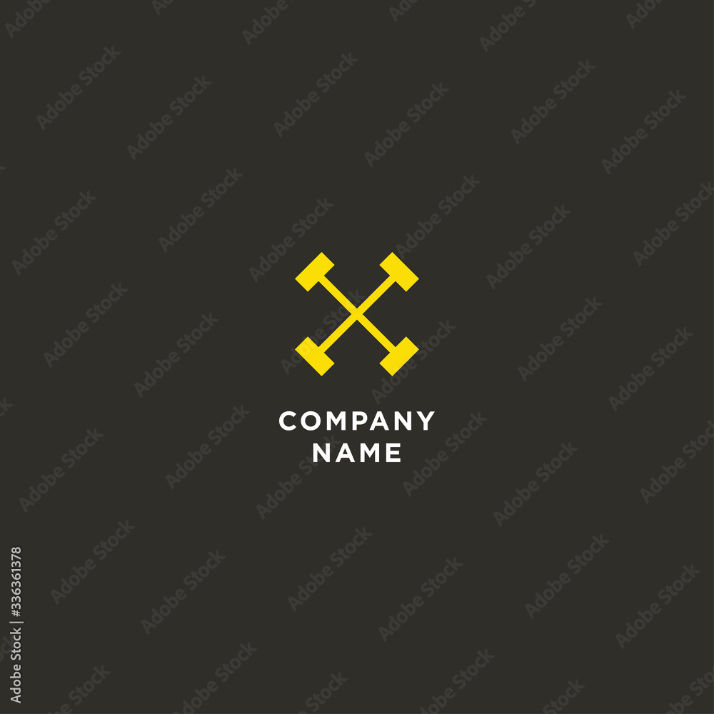 X + Dumbbell logo template vector concept X + Dumbbell logo template vector concept