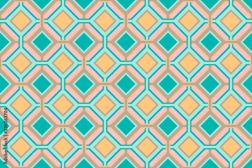 Multicolored rhombuses seamless pattern in retro style. Stock illustraion for web, print, scrapbooking, wrapping paper, textiles, background and wallpaper.