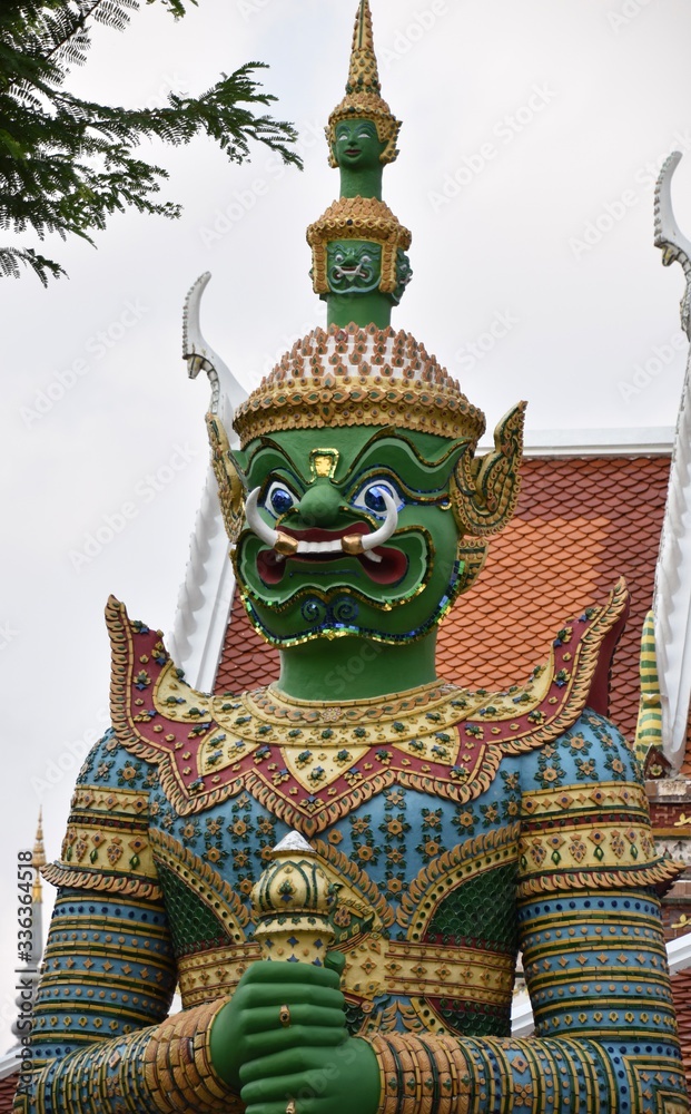 Green Dvarapala Statue, Wat Arun, Bangkok, Thailand 1