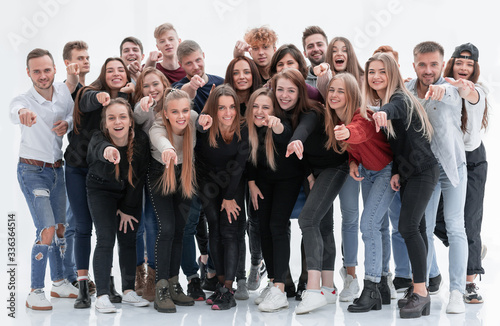 group of happy young people pointing at you © ASDF