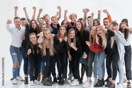 group of ambitious young people showing their success