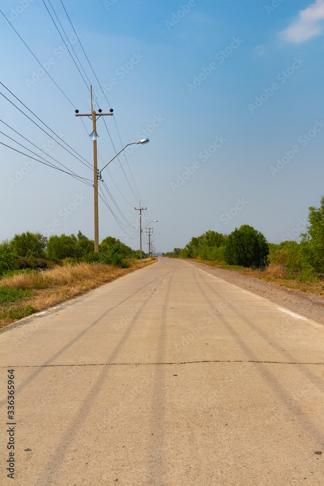 The concrete road in the countryside