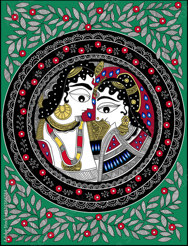 Obraz na plátně Traditional Art of Lord Radha Krishna