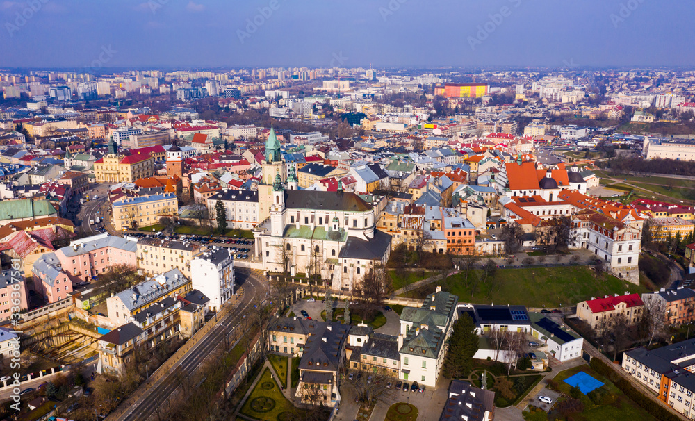 Lublin cityscape with Cathedral and Dominican monastery