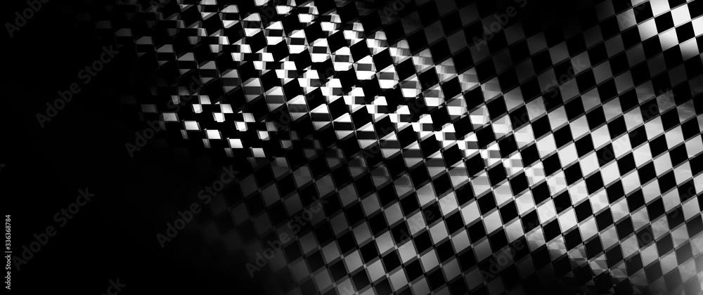 Fototapeta Abstract background in grunge style, there is blur and grain. Elements of a racing flag are depicted. The concept of superiority, speed, desire for victory, racing.