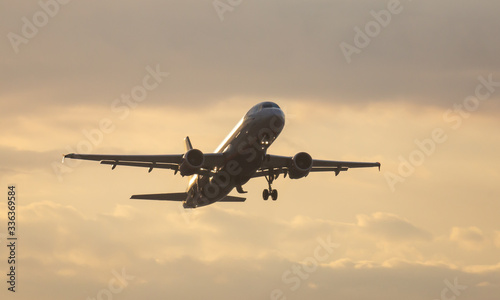 Take off passenger plane in the sky