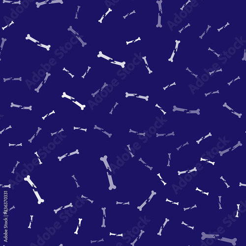 White Human broken bone icon isolated seamless pattern on blue background. Vector Illustration