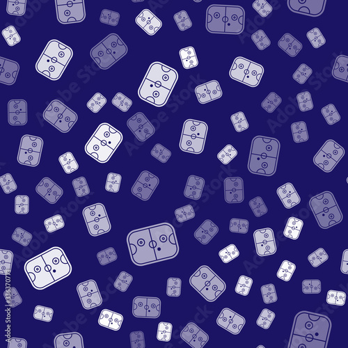 White Air hockey table icon isolated seamless pattern on blue background. Vector Illustration