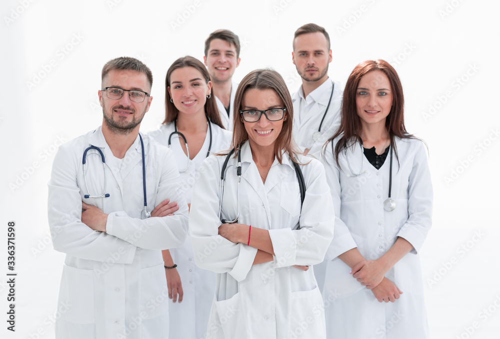 close up. group of General practitioners standing together close up. group of General practitioners standing together
