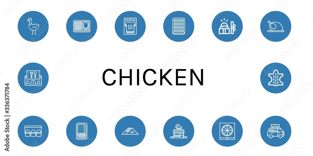 Set of chicken icons Set of chicken icons